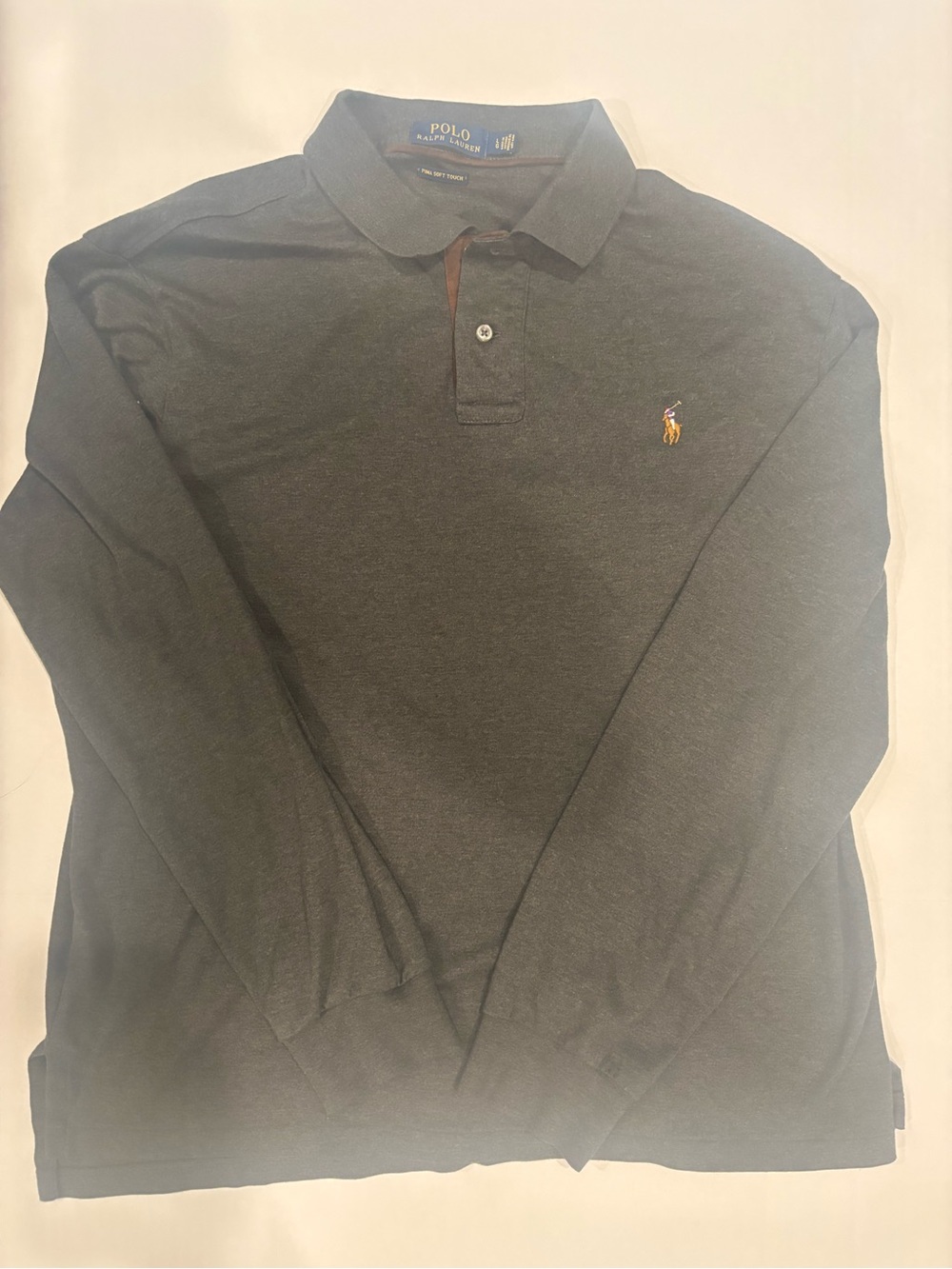 POLO RALPH LAUREN Henley Shirt Men’s Large Polo Shirt 100% Pima Cotton Grey